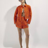 Orange Crochet Long Sleeve Embellished Shirt