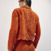 Orange Crochet Long Sleeve Embellished Shirt