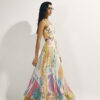 Orange Halter Neck Pleated Maxi Dress