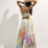 Orange Halter Neck Pleated Maxi Dress