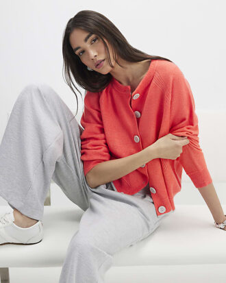Orange Knitted Long Sleeve Cardigan Orange Knitted Long Sleeve Cardigan