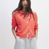 Orange Knitted Long Sleeve Cardigan