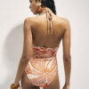 Orange Metallic Palm Print Swimsuit