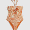 Orange Metallic Palm Print Swimsuit