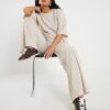 Petite Beige Cosy Wide Ribbed Trousers