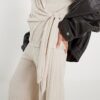 Petite Beige Cosy Wide Ribbed Trousers