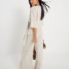 Petite Beige Cosy Wide Ribbed Trousers