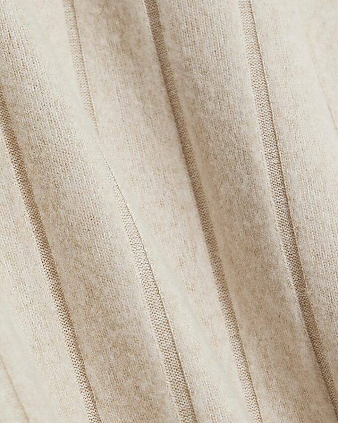 Petite Beige Cosy Wide Ribbed Trousers