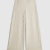 Petite Beige Cosy Wide Ribbed Trousers