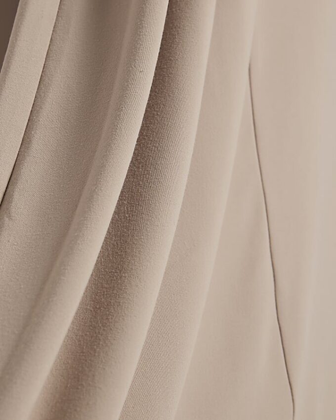 Petite Beige Fitted Waist Maxi Dress