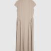 Petite Beige Fitted Waist Maxi Dress