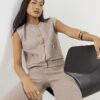 Petite Beige Knitted Waistcoat