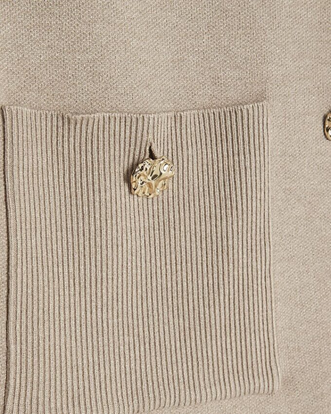 Petite Beige Knitted Waistcoat