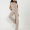 Petite Beige Wide Leg Knitted Trousers