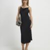 Petite Black Cowl Neck Lace Trim Midi Dress