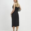 Petite Black Cowl Neck Lace Trim Midi Dress