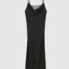 Petite Black Cowl Neck Lace Trim Midi Dress