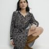 Petite Black Geometric Long Sleeve Mini Dress