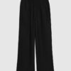 Petite Black Linen Blend Wide Leg Trousers
