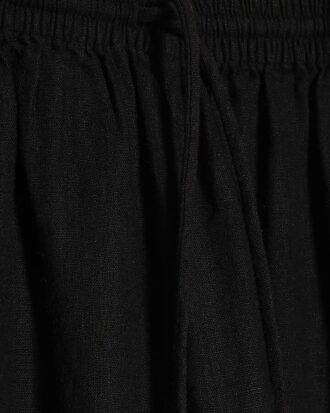 Petite Black Linen Blend Wide Leg Trousers