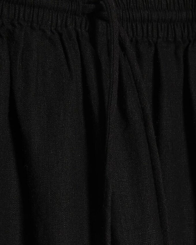 Petite Black Linen Blend Wide Leg Trousers