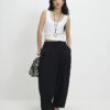 Petite Black Pleated Balloon Leg Trousers