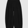 Petite Black Pleated Balloon Leg Trousers