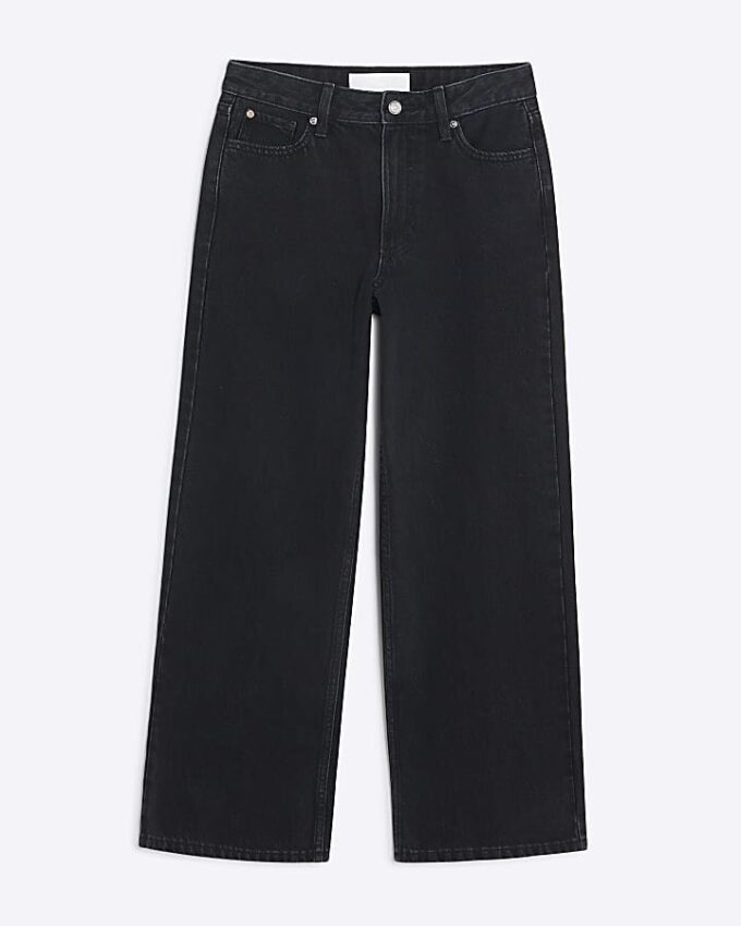 Petite Black Relaxed Straight Jeans