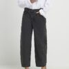 Petite Black Seamed Barrel Leg Jeans