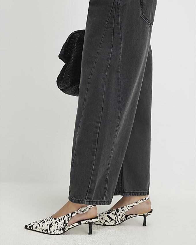 Petite Black Seamed Barrel Leg Jeans