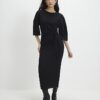 Petite Black Short Sleeve Ribbed Cosy Dress