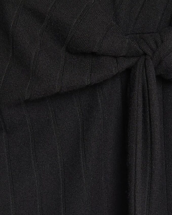 Petite Black Short Sleeve Ribbed Cosy Dress