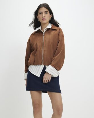 Petite Blue Denim Jersey Mini Skirt