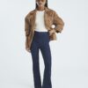 Petite Blue High Waisted Pull On Flared Jeans