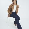 Petite Blue High Waisted Pull On Flared Jeans