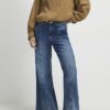 Petite Blue High Waisted Snaffle Flared Jeans