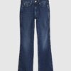 Petite Blue Mid Rise Flared Jeans