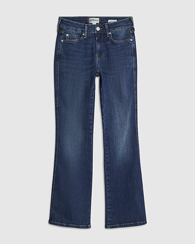 Petite Blue Mid Rise Flared Jeans