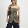 Petite Brown Check Print Bandeau Top