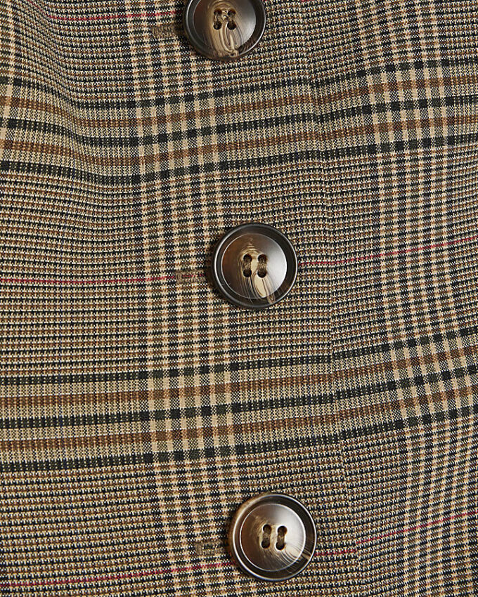 Petite Brown Check Print Bandeau Top