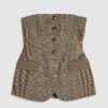 Petite Brown Check Print Bandeau Top