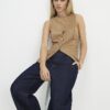Petite Brown Faux Suede Sleeveless Waistcoat