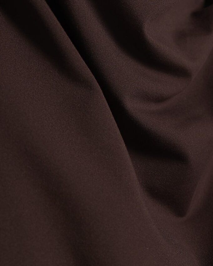 Petite Brown High Neck Ruched Midi Dress