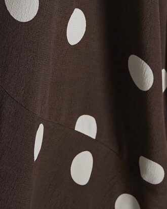 Petite Brown Long Sleeve Spotted Midi Dress