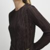Petite Brown Plisse Buckle Detail Midi Dress
