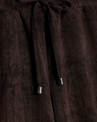 Petite Brown Premium Crinkle Wide Leg Joggers