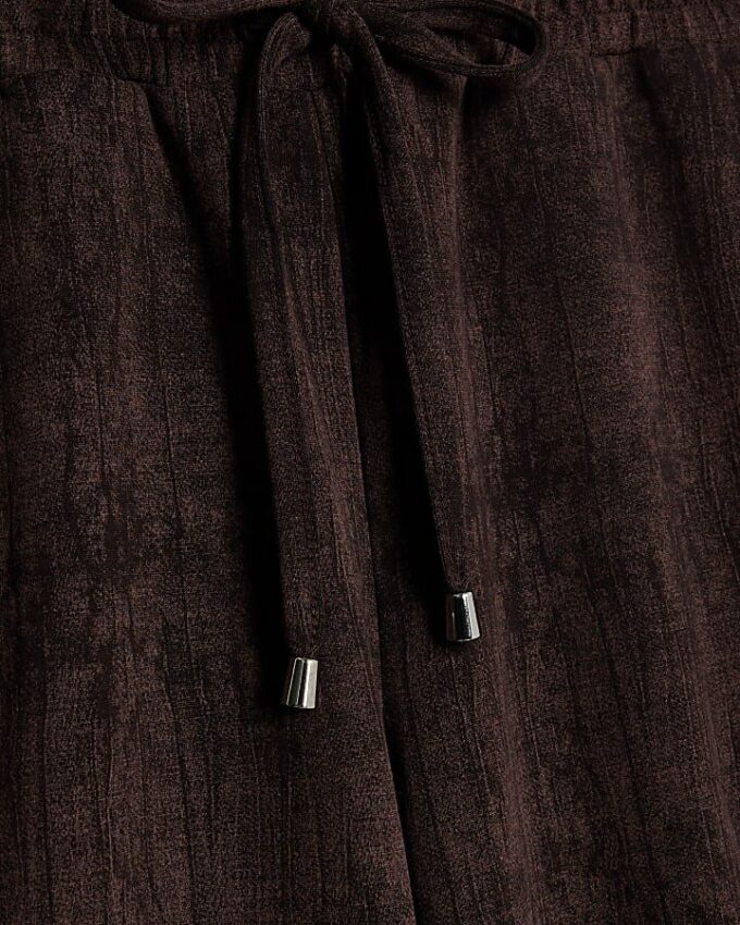 Petite Brown Premium Crinkle Wide Leg Joggers Petite Brown Premium Crinkle Wide Leg Joggers