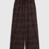 Petite Brown Premium Crinkle Wide Leg Joggers Petite Brown Premium Crinkle Wide Leg Joggers