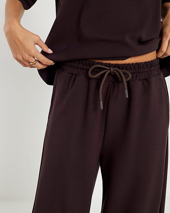 Petite Brown Premium Wide Leg Joggers