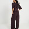 Petite Brown Premium Wide Leg Joggers